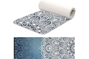 TechFit Tappetino Yoga Pilates Antiscivolo 173x61cm Spessore 0,6cm in PVC con Tracolla, Design Mandala, Materassino Fitness Palestra Morbido Resistente