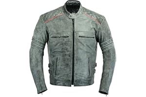 GearX Tracker Veste de Protection en Cuir pour Moto Distressed Regarder