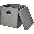 Amazon Basics Foldable Burlap Storage Cubes (2-Pack), Grey
