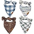 Remy+Roo Large Dog Bandanas - 4 Pack Ryan Set | Premium Durable Adjustable Polyester Fabric | Patented Shape Boy Dog Bandanas | Pack of Thanksgiving Bandanas for Dogs