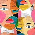Modern Art Peel and Stick Wallpaper,600*44.5cm Abstract Colorful Human Face Pattern Contact Paper Removable Waterproof Wallpaper Decorative Vinyl Self Adhesive Wallpaper for Living Room Bedroom