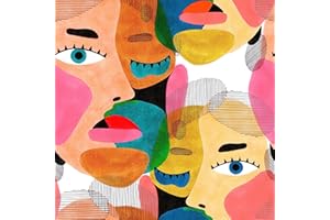 ALZKKLL Moderne Kunst Abziehen und Kleben Tapete, 300 * 45cm Vinyl Fototapete Gesicht Tapete Vinyltapete Wasserfeste Tapete Retro-Tapete Kaschierpapier für wände Boho-Tapete für Schlafzimmer Vintage-Tapete