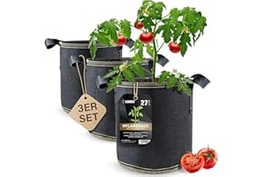 DIYER lohag® Premium Vliesstoff-Pflanzsack - 27 Liter, 3er Pack | Perfekt für Kräuter, Blumen, Gemüse & Zimmerpflanzen | Robuste, Wiederverwendbare Pflanzbeutel - Die Gesunde Alternative zum Blumentopf