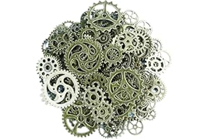 Makhry 150 Grammi Assortiti Vintage Bronze Metal Steampunk Creazione di Gioielli Charms Cog Watch Wheel per Crafting, Cosplay Decorazione di Halloween (Bronzo)