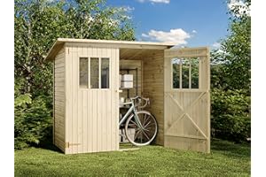 ‎ALPHOLZ Alpholz Gerätehaus Zimowit aus Massiv-Holz, Gerätehaus mit 14 mm Wandstärke, Garten Holzhaus inklusive Montagematerial, Geräteschuppen 194 x 118 cm, Pultdach