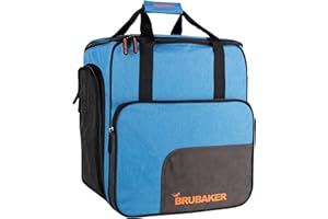 BRUBAKER Super Performance Ski Boot Bag Helmet Bag Backpack with Shoe Compartment - Blue Black