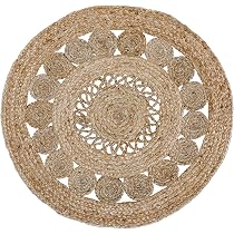 Tapis Rond En Jute 120cm - Style Bohème | Fait Main | Couleur Ivoire - Pour Chambre Ou Salon