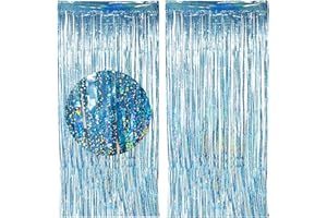 duoyif Cortinas De Oropel Metálico Azul 2 Piezas 1 x 2,5 m Cortina Brillante Fiesta, Fringe Cortinas Decorativas para Carnaval Disco Cumpleaños Fiestas Bodas Navidad Oktoberfest Halloween (Azul)