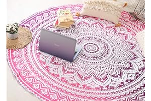 Popular Handicrafts Round Tapestry with Tassel Wall Hanging Ombre Hippie Mandala Bohemian Hippy Intricate Indian Tapestries Tablecloth 70 Inches,(178cm) Green