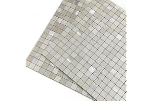 M MOFIT Mosaic Stick on Tiles Kitchen,3D Self-Adhesive Wall Tiles Stickers Metal Panels Square(10pcs,Champagne Silver)
