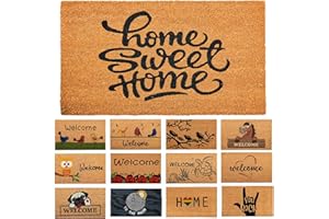 AMARU DOOR MATS Zerbino Sweet Home Fibra di Cocco - 70x40cm Zerbino Ingresso Casa con Superficie Antiscivolo in PVC e Fibra Cocco - Per Corridoi, Porte Esterne - Accessori per la Casa - Design Minimalista Originale
