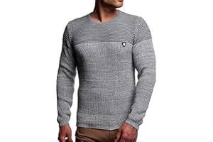 Karl´s People Herren Strick-Pullover Rundhals mit Logopatch | Männer Winter-Pullover |stylischer Herren Strick-Pulli | Warmer Männer Pulli Grobstrick| Herren Basic Longsleeve Sweatshirt Sweater K-114