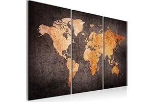 murando Impression sur toile intissee Carte du monde 135x90 cm tableau 5 parties tableaux decoration murale photo image artistique photographie graphique Vintage k-A-0337-b-g