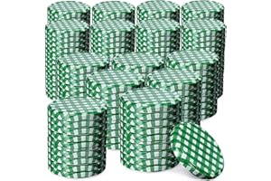 KADAX Couvercle à vis de diamètre 82 mm, couvercle twist-off en métal, couvercle de rechange pour bocaux et bocaux, couvercle avec 6 encoches (200 pièces, carreaux verts)