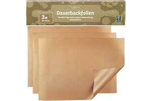 LIVAIA Papier cuisson réutilisable : 3x papiers de cuisson premium réutilisables pour le four et le grill - Tapis de cuisson lavable anti-adhésif, résistant à la chaleur jusqu'à 260 degrés