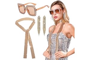LaVenty Tenue de fête Disco Femmes Boucles d'oreilles Disco Collier Lunettes de soleilDisco Lunettes Disco 1970s Vintage Disco Ball Headpieces Party Costume