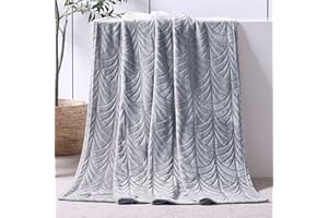 Whale Flotilla Flannel Fleece Throw Blanket for Sofa, 130x150 CM Soft Fluffy Velvet Sofa Blanket with Decorative Vintage Pattern for All Season, Warm and Lightweight, Silver Grey