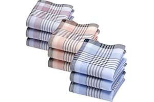 MERRYSQUARE 9 Dużych Chusteczek z Tkaniny dla Mężczyzn - 100% Bawełna - 40x40 cm - Model Gaspard
