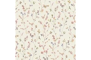 Rasch Tapete 486155 - Helle Vliestapete mit kleinen Blumen in Rosa und Grün in Aquarelloptik aus der Kollektion Country Charme