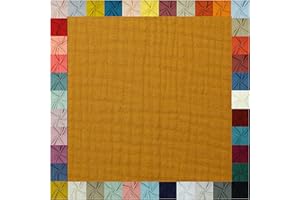 TEXTILQUALITY Hochwertiger Musselin Stoff Meterware - weicher Baumwollstoff für Kleid Baby Decke Tuch Tagesdecke Bettwäsche ÖkoTex Double Gauze uni Baumwollstoffe Dekostoff Stoffe zum Nähen Meterware (senf)