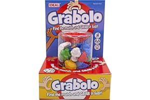 Ideal Grabolo: Find the match and grab it fast reaction game Quick play family game For 3-6 Players Ages 4+, Multicolor