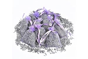 3drom 12 Bags of Dried English Lavender in Small Lilac Organza Bags -Real Flower Wedding Confetti/Home Fragrance/Crafts/Moth Repellant
