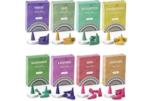 LA BELLEFÉE Incense Cones With Incense Cones, Rose, Lavender, Sage, Violet, Eucalyptus, Cinnamon, Rainforest, Sandalwood, Perfect for Yoga, Aromatherapy, Relaxation, Meditation