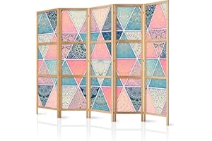 ‎MURANDO murando - Paravent XXL Mandala Abstrakt 225x171 cm 5-teilig einseitig eleganter Sichtschutz Raumteiler Trennwand Raumtrenner Holz Design Motiv Deko Home Office Japan p-C-0009-z-c