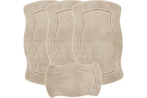 EMMAHOME ROMANY GYPSY WASHABLE NON-SLIP 4PCS MAT/RUG SET, 67X120CM CARAVAN/MOBILE HOME TOURER SIZES, PUFFY SMART (Beige)