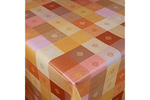 DECOHOMETEXTIL HEIMTEXTILMANUFAKTUR d-c-fix Wachstuch Wachstischdecke Gartentischdecke Tischdecke Leinenoptik Kariert Orange Breite & Länge wählbar 80 x 180 cm abwaschbar