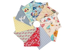 Craftido -43 Opciones- 100% Algodón Acolchado Tela Bundles 10pcs Fat Quarters 18”x21”(46x53cm) -Peso Medio 5.2oz- para Acolchar, Proyecto de Costura, Patchwork, DIY Manualidades - Japanese Style