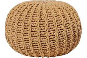 BELIANI Nowoczesny dzianinowy okrągły puf otoman żółty 50 x 35 cm Conrad II