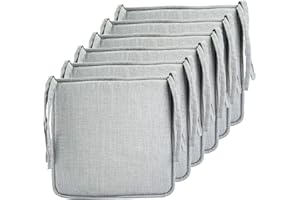 Meishida Cojín Silla Elegante y Cómodo, Cojín Asiento Transpirable de con Funda Imitación Lino para Comedor, Pack de 6 Unidades, 40 x 40 x 2 cm (Gris)