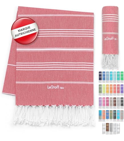 Jazzylab ELMAS Fouta Hammam & Plage – Peshtemal | 100% Coton | Tissé Main Avec Motif Classique | Légère, Absorbante & Sèche Rapidement | Finitions Artisanales |, 90x180 Cm - Bordeaux