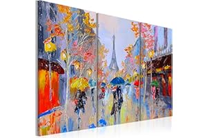 CUADROS B&D XXL murando - Cuadro en Lienzo 120x80 cm Impresión de 3 Piezas Material Tejido no Tejido Impresión Artística Imagen Gráfica Decoracion de Pared Paris City Torre Eiffel d-B-0064-b-e