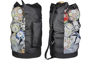 Fitdom Heavy Duty XL Soccer Mesh Equipment Ball Bag w/Adjustable Shoulder Strap Design for Coach. with an Over-Sized Front Pocket for Sporting Accessories. Best for All Outdoor & Water Gears