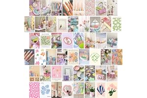 GROBRO7 50PCS Pink Wall Art Collage Kit Danish Pastel Aesthetic Picture Indie Room Decor, Art Posters for Dorm Wall Decor, Wall Art Print for VSCO Girls Boys, Aesthetic Photo Bedroom Decor for Pink Lovers