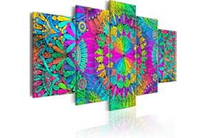 Cuadros B&D XXL - Cuadro en Lienzo Abstracto 200x100 cm 5 piezas - Impresión en material tejido no tejido cuadros decoracion salon modernos lienzos - Abstracto Geometrico colorido f-A-0620-b-m