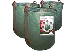 7DOO Lot 3X 300 Lt Sac Dechets Verts 2eme Generation Sac De Jardin Dechet Big Bag Jardin Poubelle De Jardin Sac Gravat Sac Jardinage Dechets Sac Vegetaux Feuilles Mortes Herbe Polypropylène Tissu PP