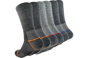 Topline 6 Pares Calcetines de Trabajo Hombre Térmicos y Gordos, Invierno, Algodón Reforzados