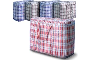 VIROSA EXTRA LARGE Strong and Durable Laundry Bags | PACK of 5 | 80cm x 60cm | Ideal for Laundry/Moving House/Shopping/Storage | Reusable Store Zip Bag,Red, Black, Blue