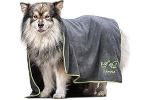 Pawpiz® Dog Drying Towel – Large 120 x 70 cm – Super Absorbent, Quick Drying & Extra Soft Microfibre Towel – Designed For Dogs & Cats (Grey)