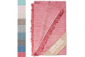 JARAPA HOME MADE WITH LOVE Colcha Multiusos: Plaid Sofa, Manta Foulard, Cubre Cama, Foulard para Sofas de Algodón y Otras Fibras Acabado de Calidad Fabricado en España. (Rojo Jaspeado, 230x260cm)