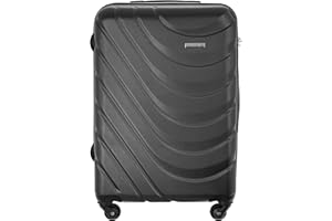 BARRENS Walizka średnia | Bagaż rejestrowany | 67x46x26 cm | 63 L | Materiał High Impact ABS | Torba podróżna z zamkiem szyfrowym | 4x360 kółek | Walizka twarda | Czarna