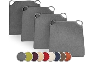 sunnypillow 4er Set Stuhlkissen mit Klettverschluss Polsterauflage Auflage für Stühle - Indoor/Outdoor - Sitzkissen Sitzauflage - Maße: 42 (vorne) | 35 (hinten) x 40 x 5 cm - Anthrazit