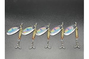 EVERBAY Fishing Spinners, Hard Fishing Lures, Long Cast Tackle, Sea Fishing, Metal Spinnerbait Freshwater and Saltwater for Spinning for Trout, Salmon, Perch, Pike, Sea Trout, Bass, Pollock,set/5pcs