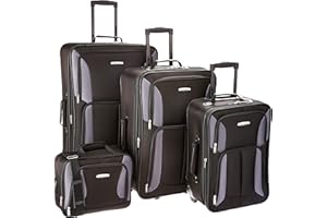 Rockland Equipaje Journey Softside Set Vertical, Negro/Gris, Talla única, Juego de Equipaje de 4 Piezas
