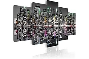 CUADROS B&D XXL murando Cuadro en Lienzo New Nueva York Impresión de 5 Piezas Material Tejido no Tejido Impresión Artística Imagen Gráfica Decoracion de Pared