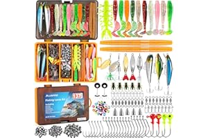PLUSINNO Fishing Lures, 137Pcs Tackle Box with Tackle Included, Crankbaits, Spoon, Hooks, Weights & Other Accessories, Fishing Bait Lure Gear Kit Gift for Men Bass Freshwater