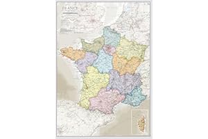 Mappa de France 84,1 x 118,9 cm – Poster le regioni e i dipartimenti francesi visitati – Maps International + 50 anni di esperienza nella mappatura